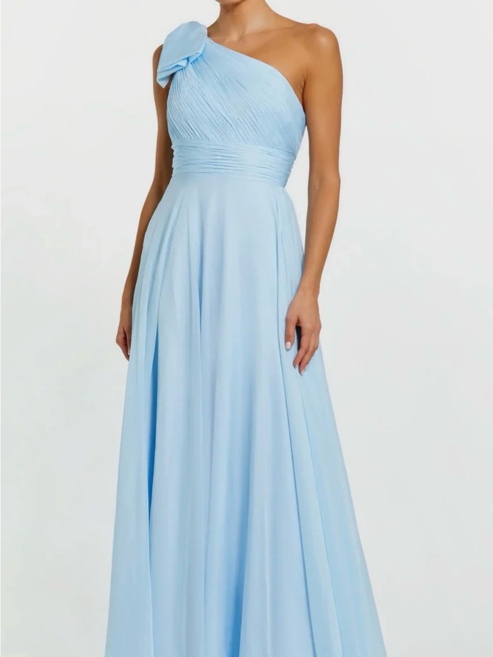 Mac Duggal One-Shoulder Pale Blue Evening Gown